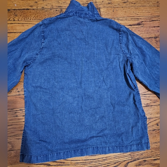 NILI LOTAN PAULETTE CHAMBRAY VINTAGE DENIM BLOUSE - Picture 8 of 8